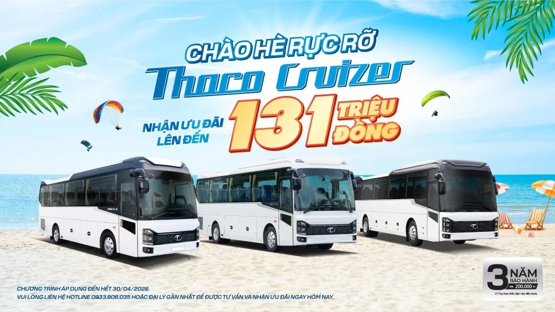 Ưu đãi đến 131 triệu đồng khi đầu tư xe bus ghế ngồi THACO Cruizer thế hệ mới